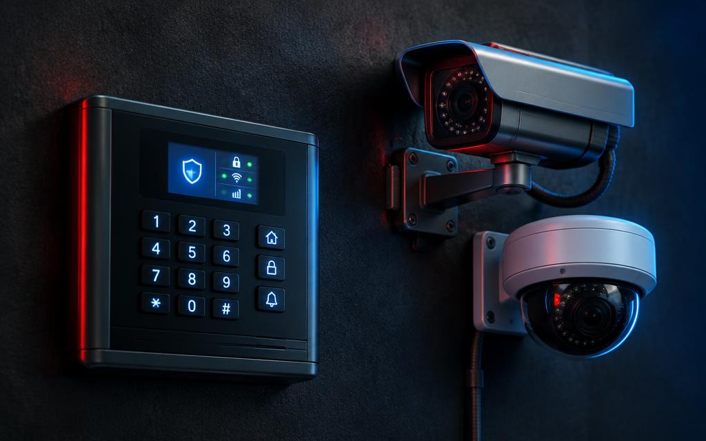 Panel de alarma y cámaras de seguridad